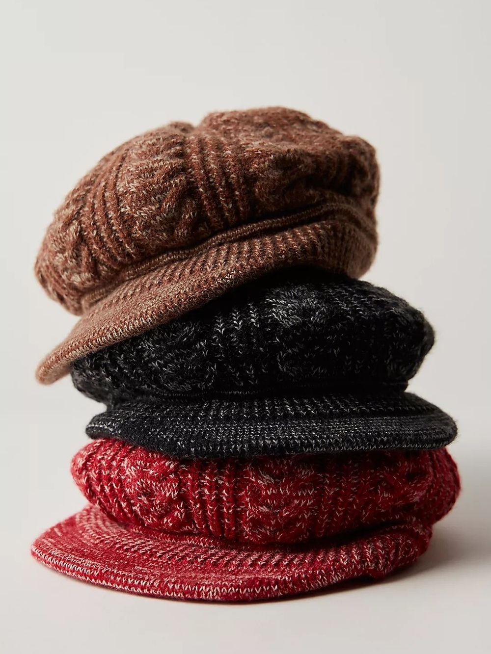Free People Loui Sweater Cadet Hat NWT Cable Knit - BROWN